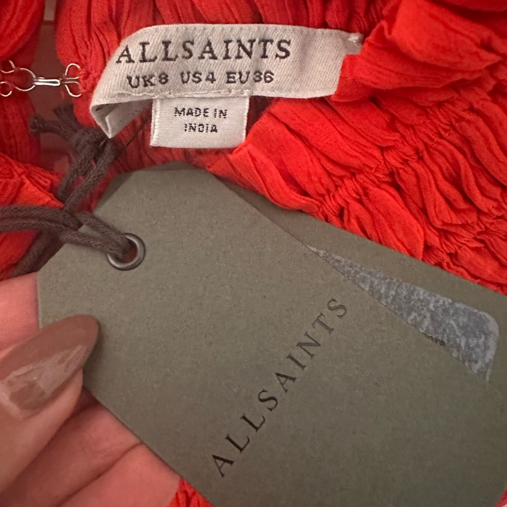 All Saints Fiery Red/Orange Textured Dress - Picture 5 of 6